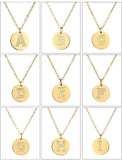 Circon 26 Letters Necklace Coin Steel Letter Charms Collar Chain Stacked