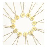 Circon 26 Letters Necklace Coin Steel Large Letter Charms Collar Chain