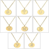 Circon 26 Letters Necklace Coin Steel Letter Charms Collar Chain Stacked