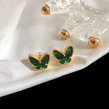 Butterfly Stud Earrings Flower Charm 5 Colors Mother's Jewelry