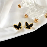 Butterfly Stud Earrings Flower Charm 5 Colors Mother's Jewelry