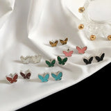 Butterfly Stud Earrings Flower Charm 5 Colors Mother's Jewelry