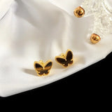 Butterfly Stud Earrings Flower Charm 5 Colors Mother's Jewelry