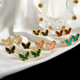 Butterfly Stud Earrings Flower Charm 5 Colors Mother's Jewelry