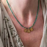 Classic Crystal Beads Necklace Gold Pendant Ethnic Choker