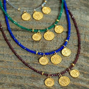 Classic Crystal Beads Necklace Gold Pendant Ethnic Choker