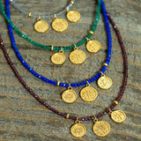 Classic Crystal Beads Necklace Gold Pendant Ethnic Choker