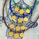 Classic Crystal Beads Necklace Gold Pendant Ethnic Choker