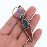 Agate Amethyst Point Brass Pendant Jewelry Supplies