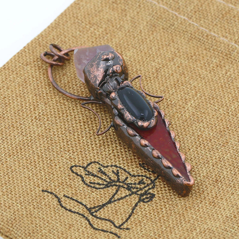Agate Amethyst Point Brass Pendant Jewelry Supplies