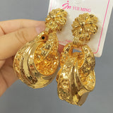 Classic Plated Hoop Earrings Girls Small Golden Chunky Brass Women