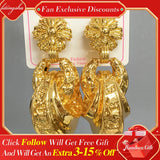 Classic Plated Hoop Earrings Girls Small Golden Chunky Brass Women