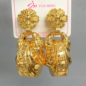 Classic Plated Hoop Earrings Girls Small Golden Chunky Brass Women