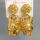 Classic Plated Hoop Earrings Girls Small Golden Chunky Brass Women