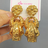 Classic Plated Hoop Earrings Girls Small Golden Chunky Brass Women