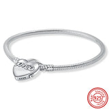 Heart Snake Chain Charms Bracelet for Silver DIY Charms