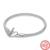 Heart Snake Chain Charms Bracelet for Silver DIY Charms