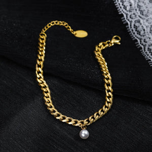 Classic Titanium Steel Pearl Bracelet for Women