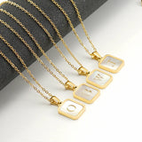 Titanium Steel Square Letter Pendant Necklace Personalized Gift