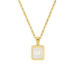 Titanium Steel Square Letter Pendant Necklace Personalized Gift