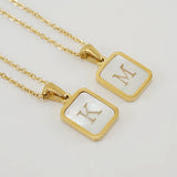 Titanium Steel Square Letter Pendant Necklace Personalized Gift