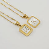 Titanium Steel Square Letter Pendant Necklace Personalized Gift