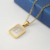 Titanium Steel Square Letter Pendant Necklace Personalized Gift