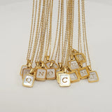 Titanium Steel Square Letter Pendant Necklace Personalized Gift