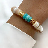 Natural Stone Bangle Shell Beaded Bracelet Unisex Hand Jewelry