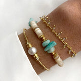 Natural Stone Bangle Shell Beaded Bracelet Unisex Hand Jewelry
