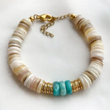 Natural Stone Bangle Shell Beaded Bracelet Unisex Hand Jewelry