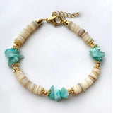 Natural Stone Bangle Shell Beaded Bracelet Unisex Hand Jewelry