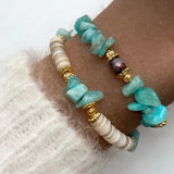 Natural Stone Bangle Shell Beaded Bracelet Unisex Hand Jewelry