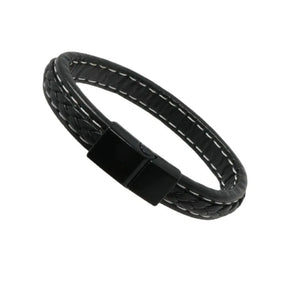 Classic Punk Men's Braided Leather Bracelet with Metal Buckle