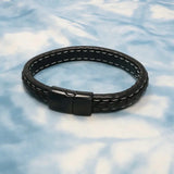Classic Punk Men's Braided Leather Bracelet with Metal Buckle