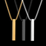 Rectangle Pendant Necklace Stainless Steel Cuban Chain Men's Jewelry