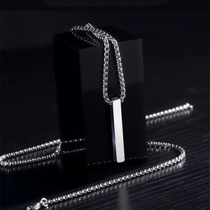 Rectangle Pendant Necklace Stainless Steel Cuban Chain Men's Jewelry