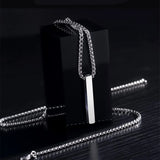 Rectangle Pendant Necklace Stainless Steel Cuban Chain Men's Jewelry