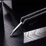 Rectangle Pendant Necklace Stainless Steel Cuban Chain Men's Jewelry