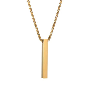 Rectangle Pendant Necklace Stainless Steel Cuban Chain Men's Jewelry