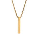 Rectangle Pendant Necklace Stainless Steel Cuban Chain Men's Jewelry