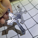 Retro Large CZ Cross Necklace For Men High Crystal Cross Choker Pendant