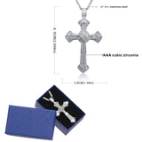 Retro Large CZ Cross Necklace For Men High Crystal Cross Choker Pendant