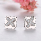 Small Stud Earrings Silver 925 Zircon Micro-inlaid Real Sterling Silver