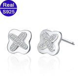 Small Stud Earrings Silver 925 Zircon Micro-inlaid Real Sterling Silver