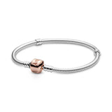 Sterling Silver Heart Buckle Bracelet for DIY Jewelry