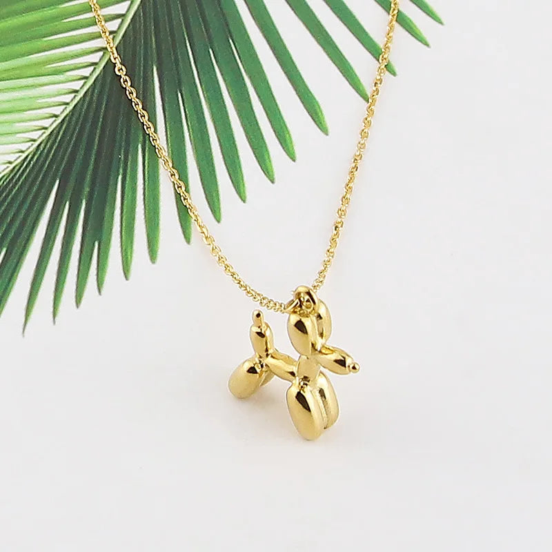 Stainless Steel Puppy Pendant Necklace Love Jewelry