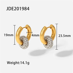 Stainless Steel Crystal Zircon Earrings Geometric Hoop Party Jewelry Gift