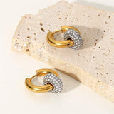 Stainless Steel Crystal Zircon Earrings Geometric Hoop Party Jewelry Gift