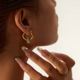 Stainless Steel Crystal Zircon Earrings Geometric Hoop Party Jewelry Gift